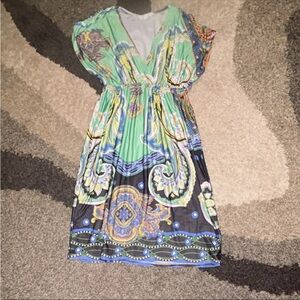 5th & Love Green and Blue Paisley Midi Dress